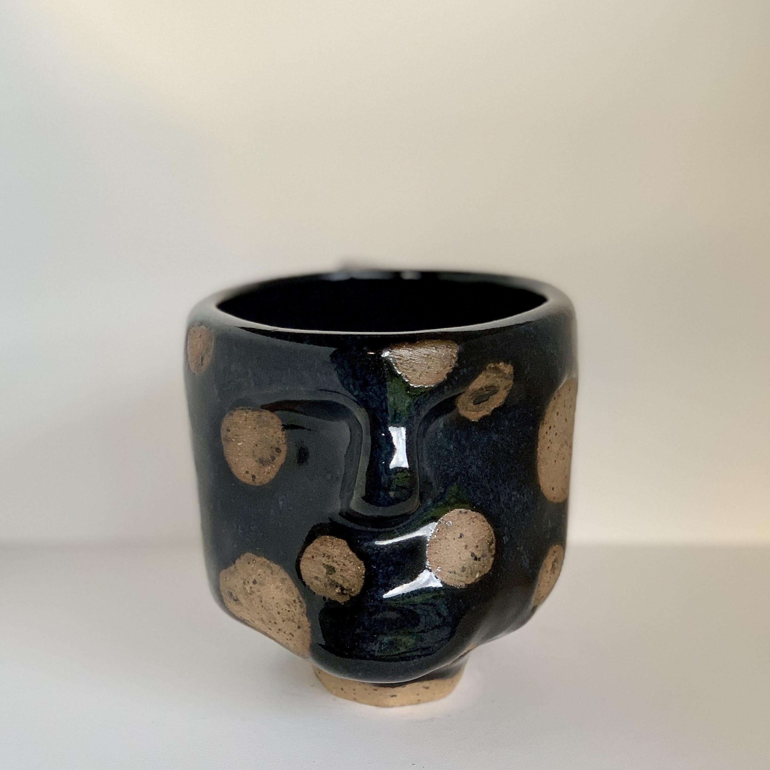 Polka Dot Mug with Naked Resist and Black Glaze