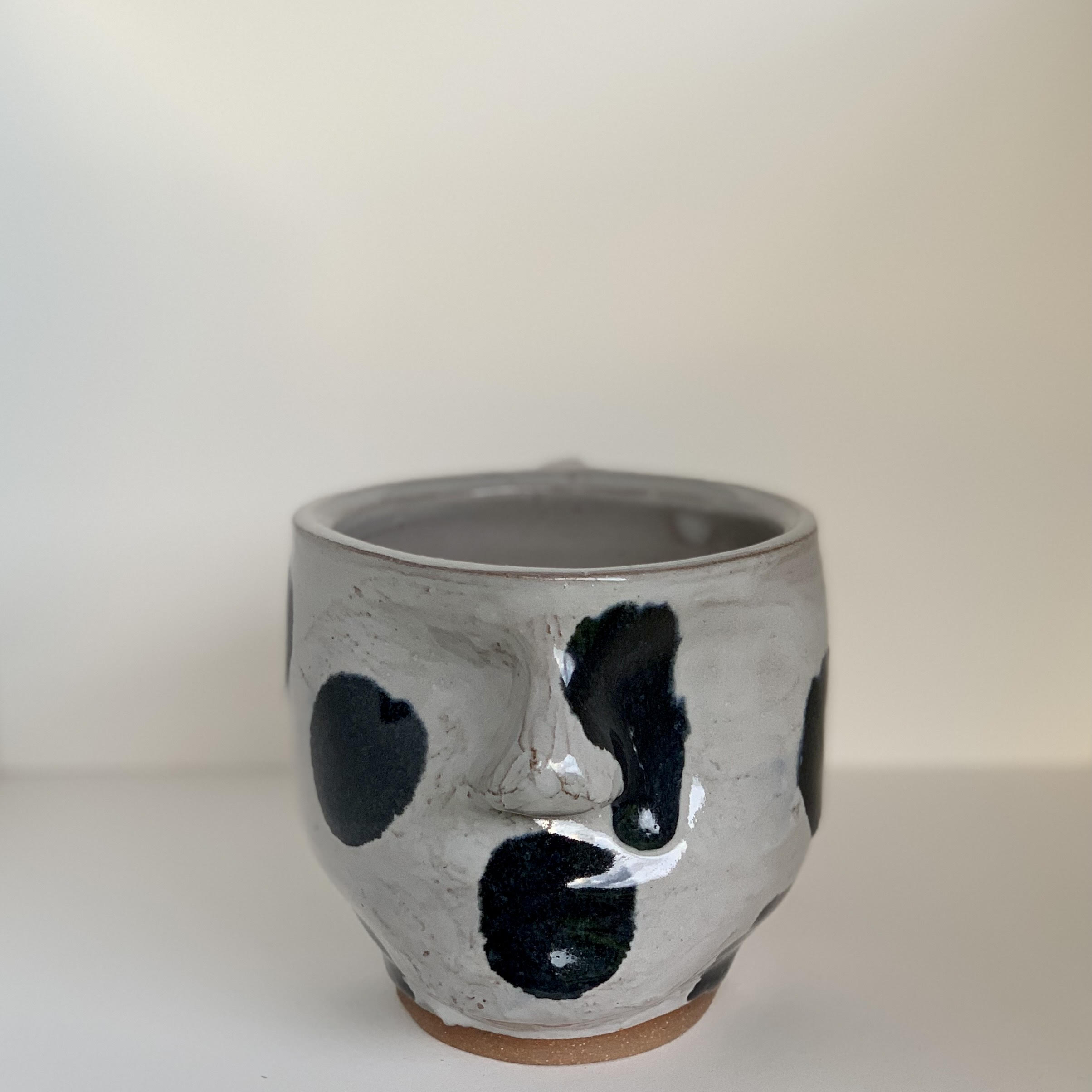 Polka Dot Mug with Black on White Glaze