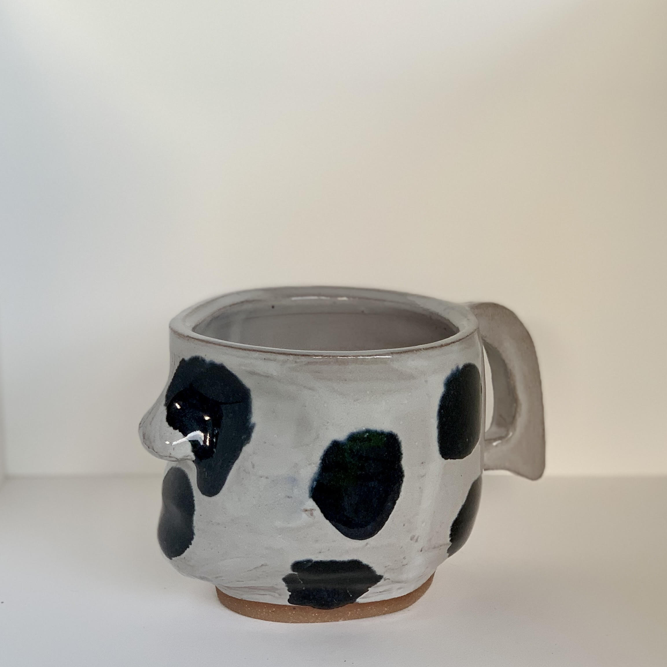 Polka Dot Mug with Black on White Glaze